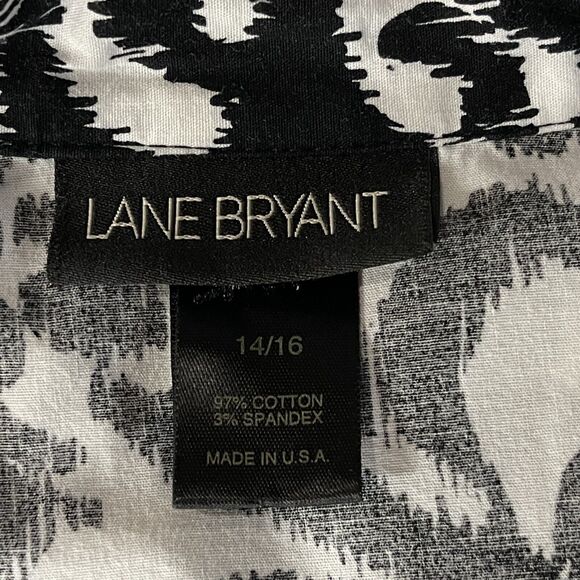 Lane Bryant SZ 14/16 Button-Up Top Floral Puff Sleeves Collared Square Neck - Picture 8 of 10